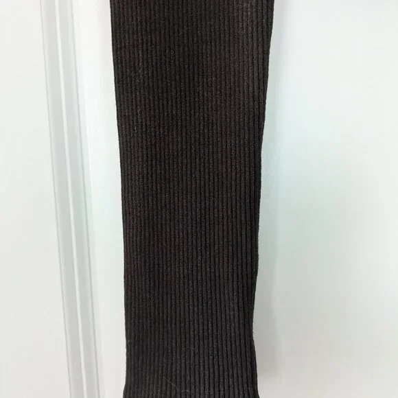 Zara Top Women's Large Brown Cropped Ribbed Cut-Out Long Sleeve Asymmetric Shirt - Picture 11 of 13